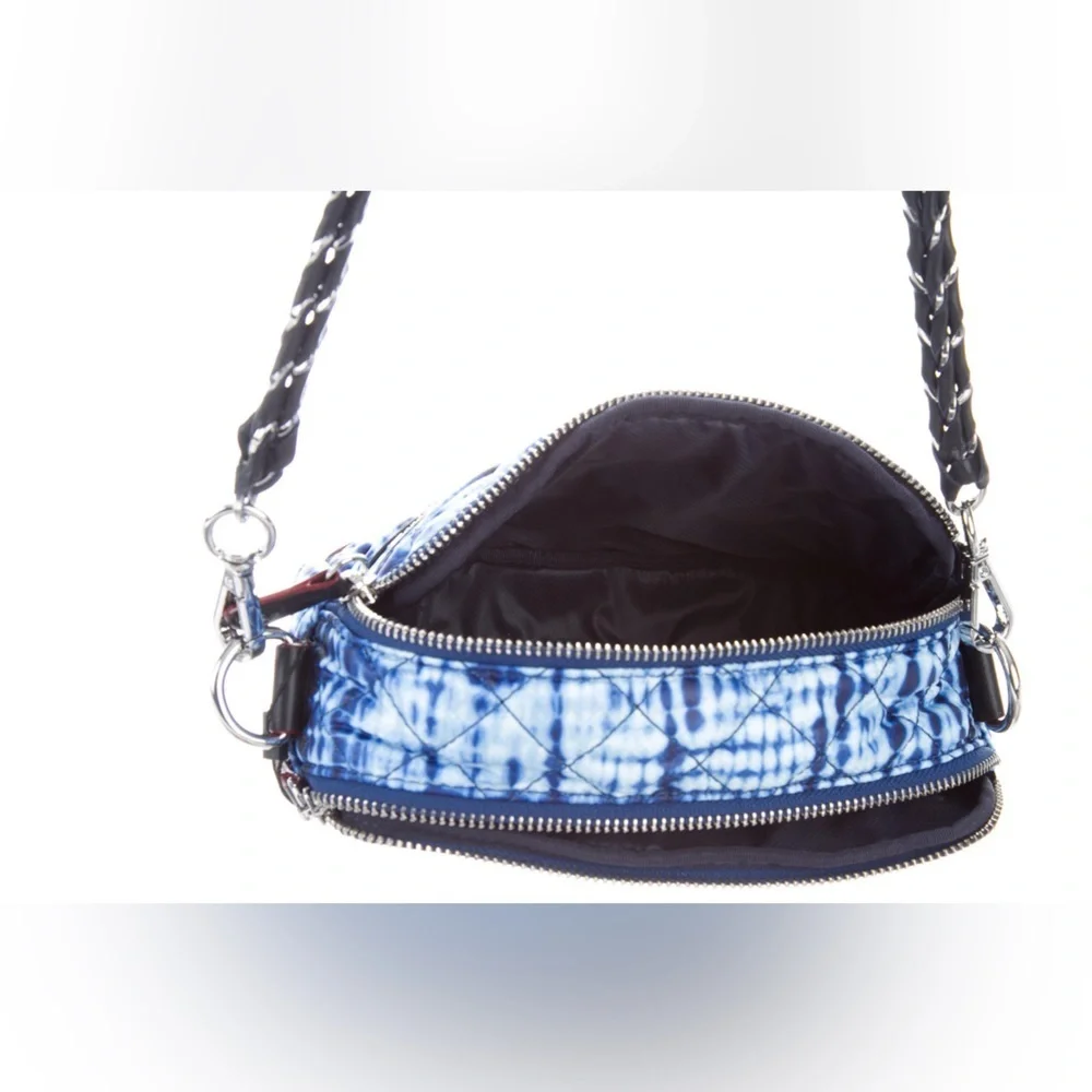 MZ WALLACE Shibori Print MINI Crosby Nylon Crossbody Pouch ~NWT~ Blue